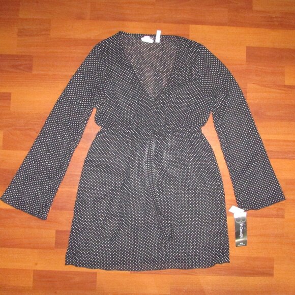 Be Creative Black Polka Dot Sheer Swimsuit Coverup - S - NEW - Picture 3 of 6